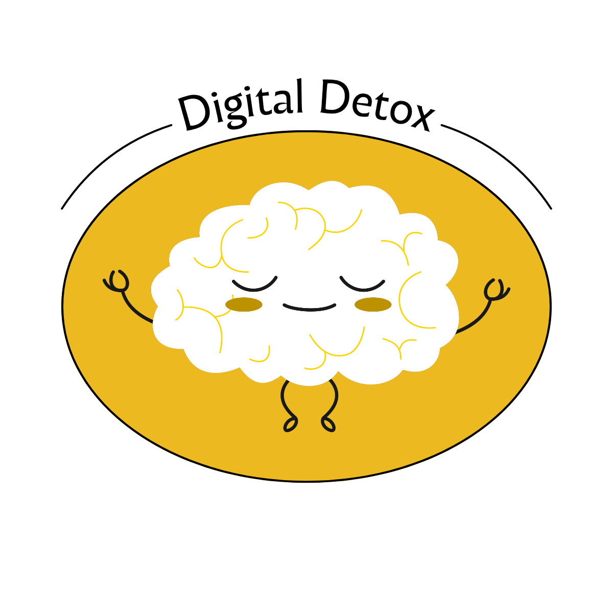 Logo Digital Detox. Przedstawia uśmiechnięty mózg.
