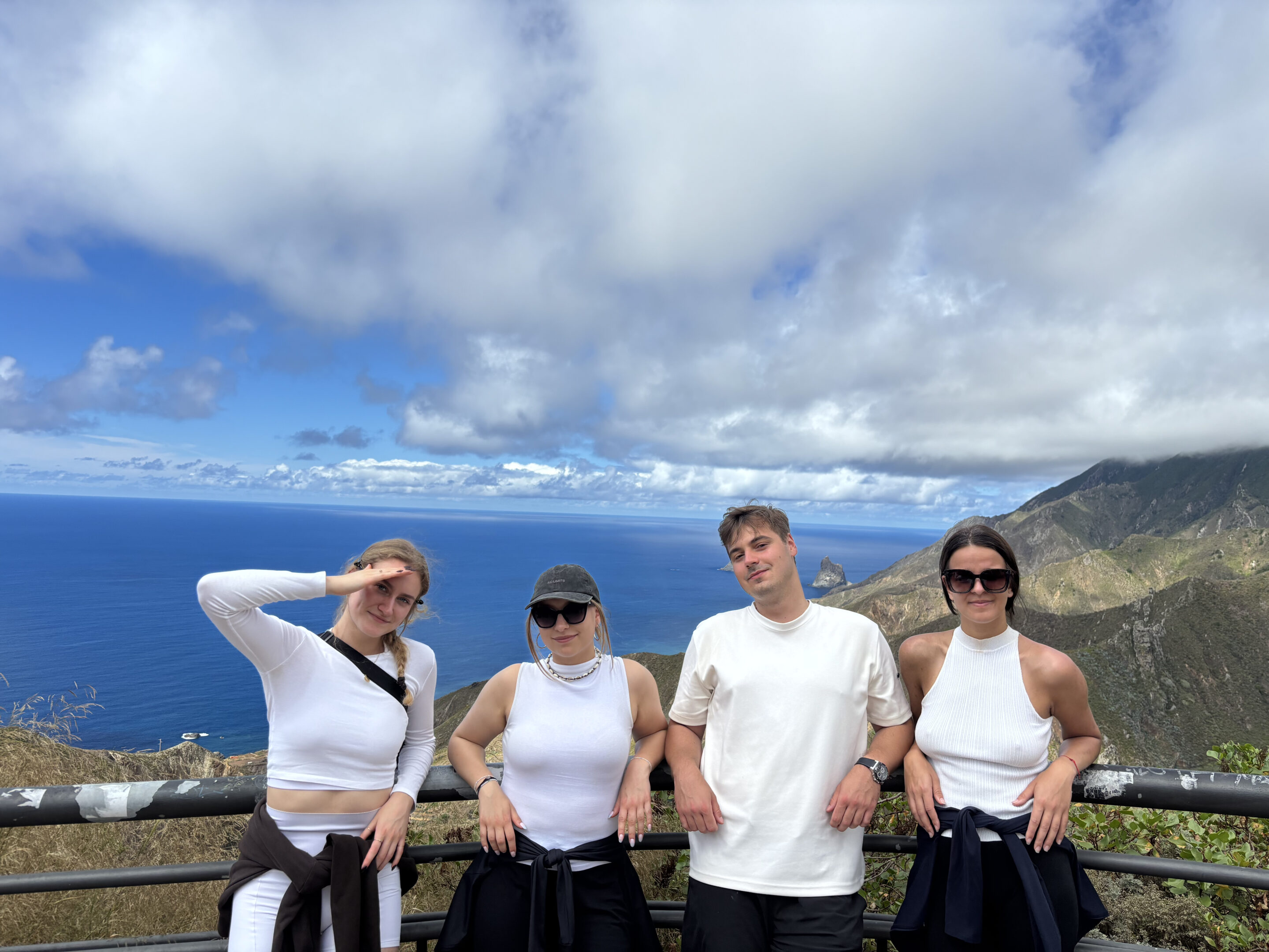 Projekt Out of our minds Natalia Uczestnicy polskiego teamu projektu z widokiem na góry Teneryfy