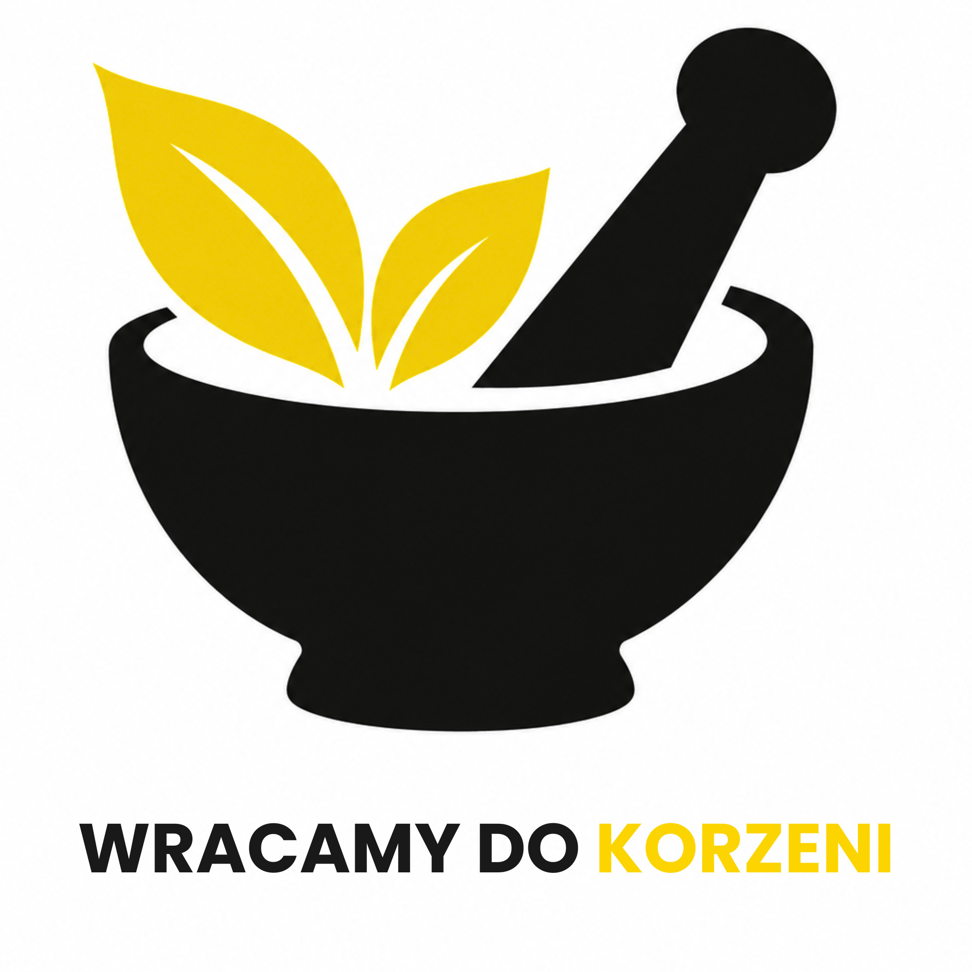 Wracamy-do-korzeni_logo Logo projektu przedstawiające moździerz, w którym są liście